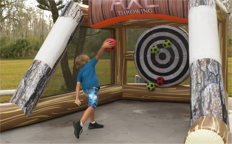 inflatable axe throw and yard games