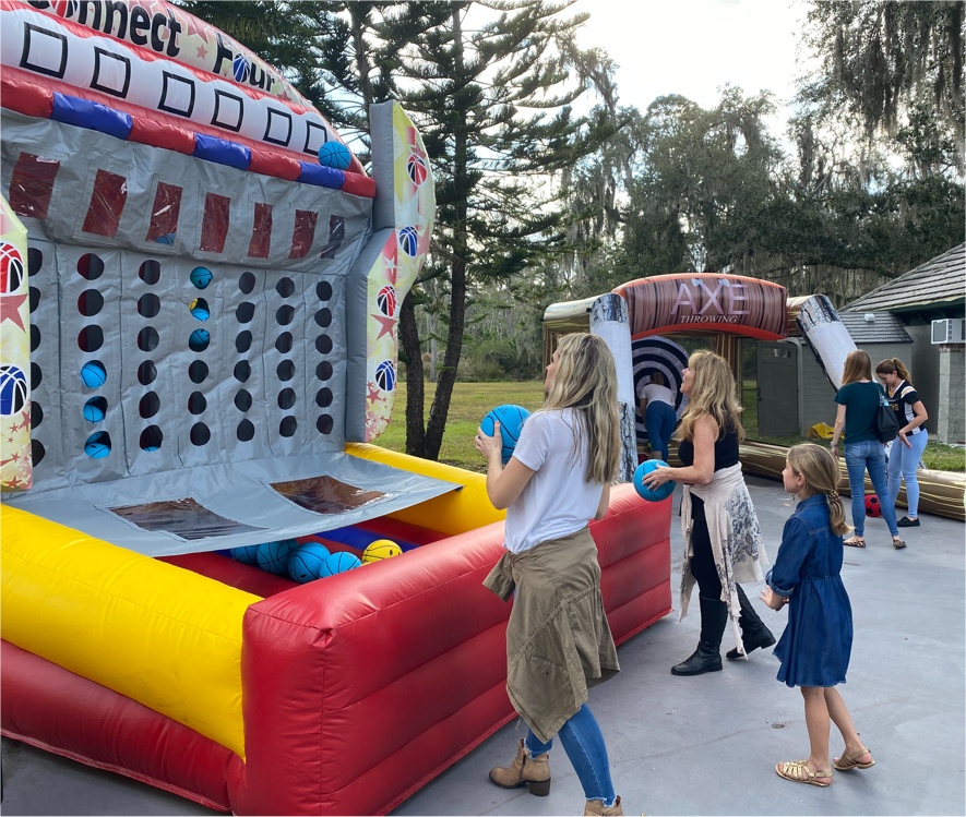 play inflatable connect four hoops