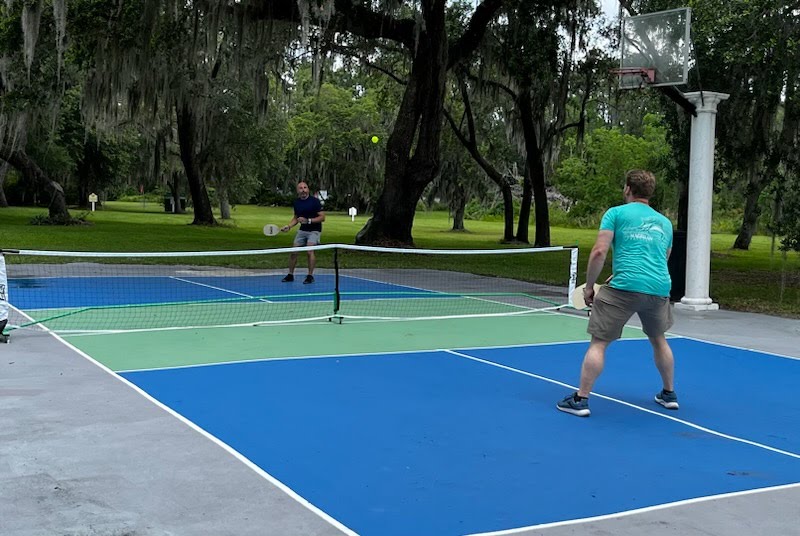 playing pickleball at a vacation home near Orlando, Florida and Disney