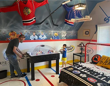 Hockey dome game at rental home