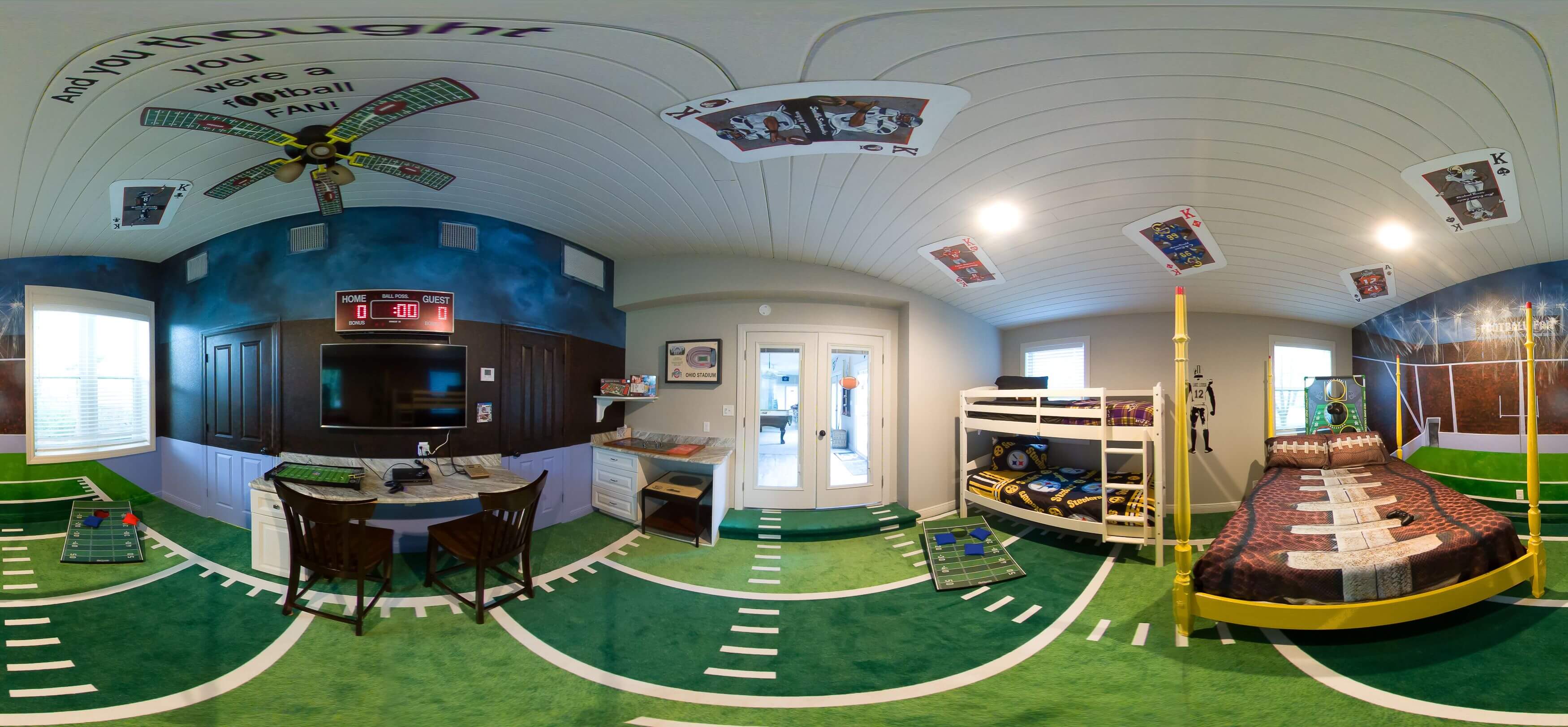 Football bedroom with football carpet
