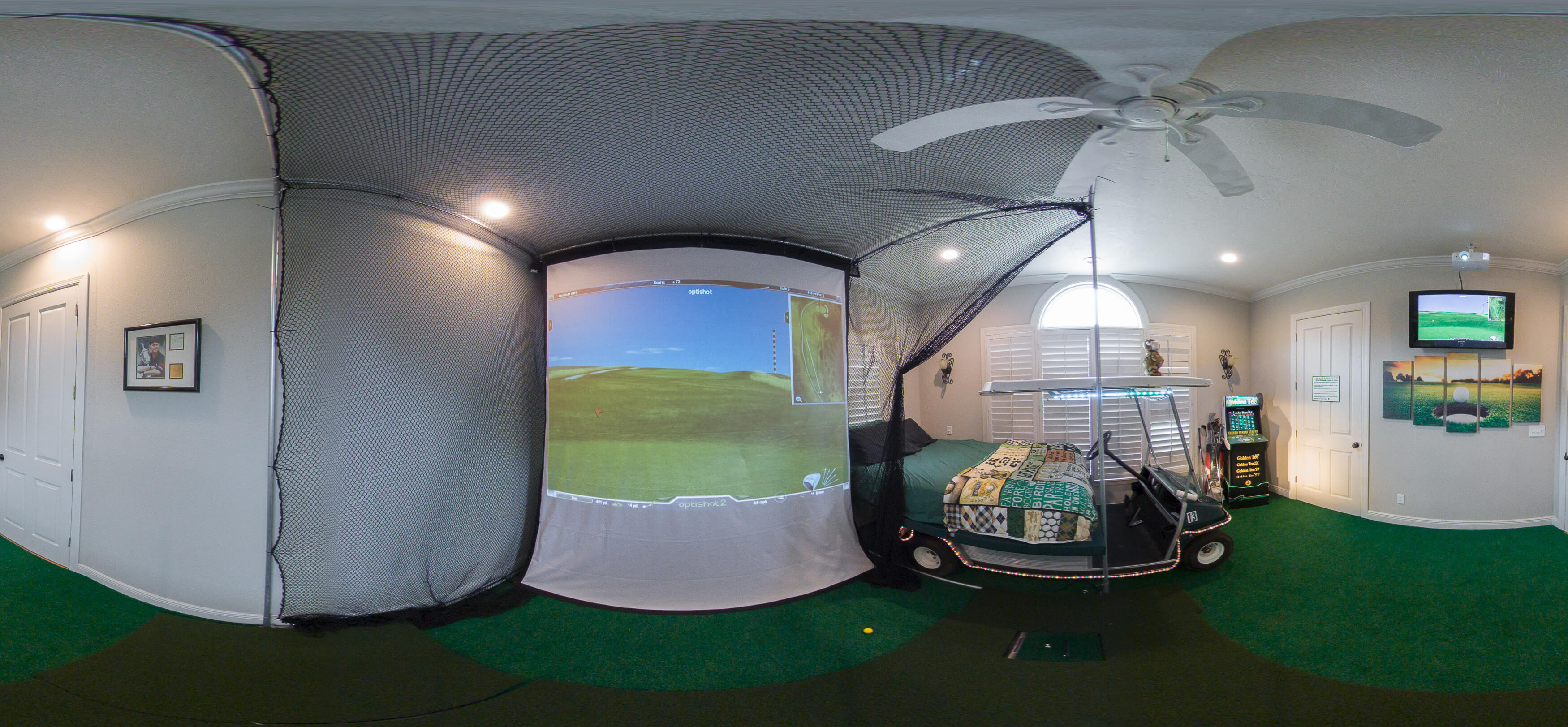 home golf simulator bedroom